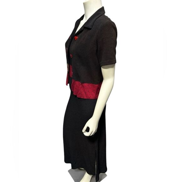 90’s Vintage Dark Brown Sleeveless Maxi Dress with Jacket Positive Attitude - Picture 4 of 13